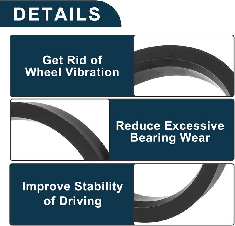 TUCKBOLD Car Wheel Hub Centric Rings Durable Wheels Center Shaft Shock Absorbing Hubrings Black 2 Pcs OD 83.1mm to ID 70.6mm Polycarbonate - Image 4